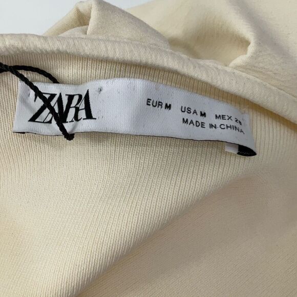 NWT Zara Cream Ruffled Knit Asymmetrical Top Size Medium - Picture 3 of 8